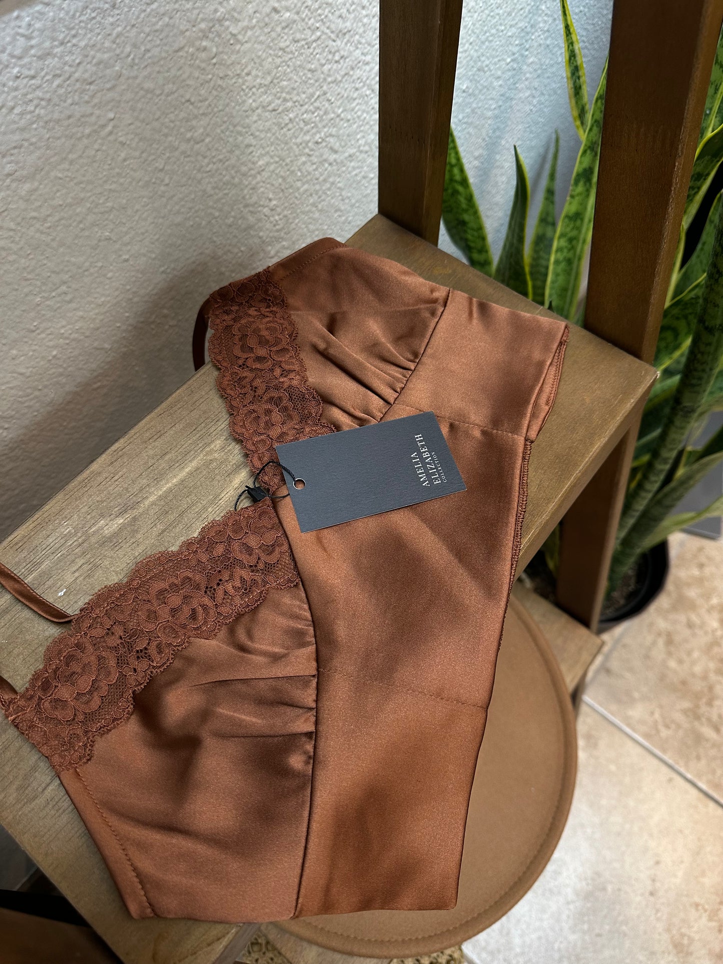 Satin Bustier Crop Top (Copper)