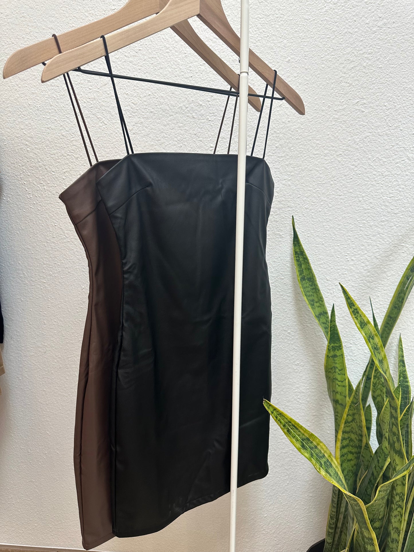 Leather Mini Dress (Black)